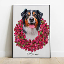 Load image into Gallery viewer, custom pet portrait with flowers